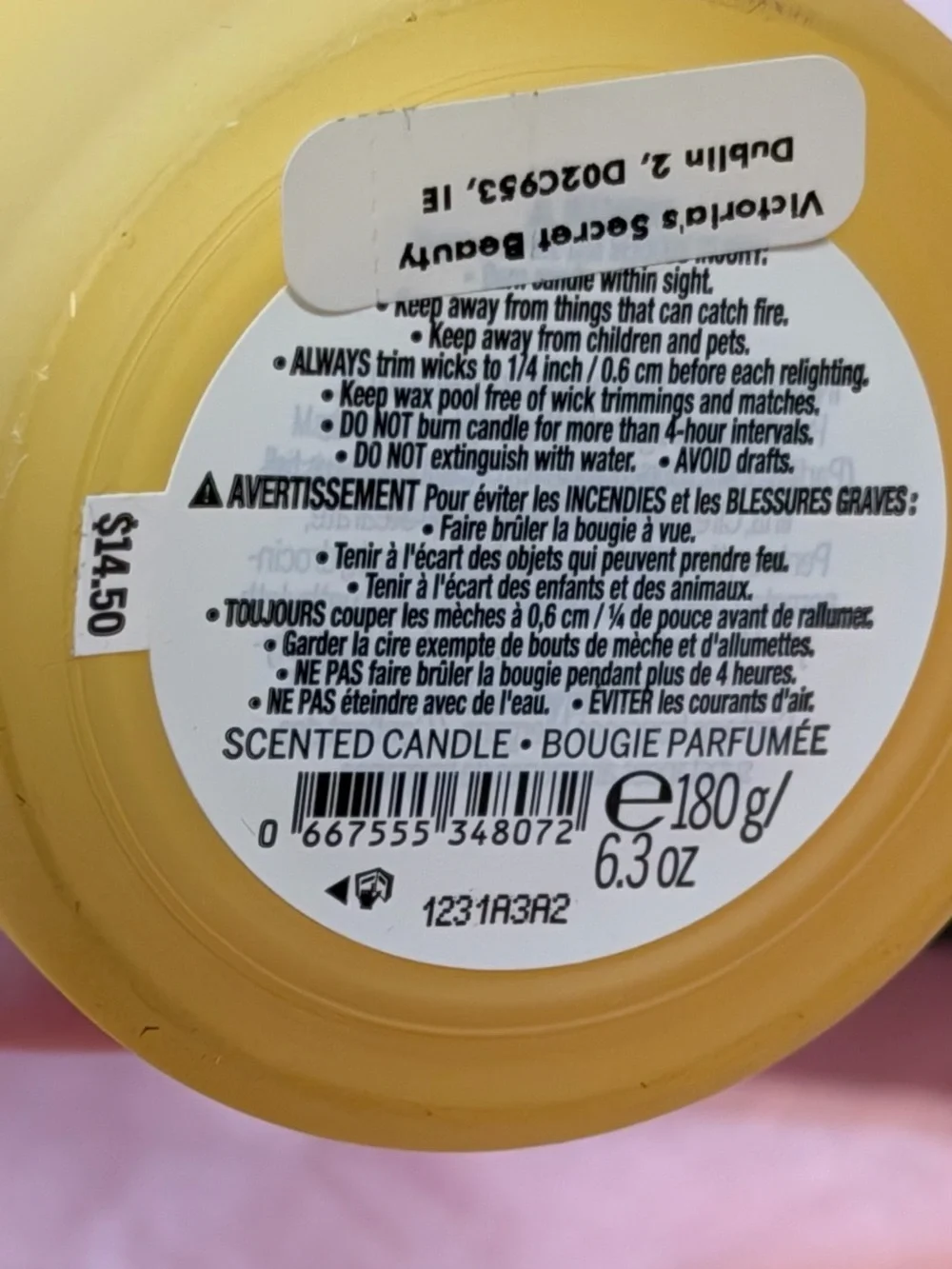Victoria’s Secret PINK Single Wick Candle Honey 6.3 oz